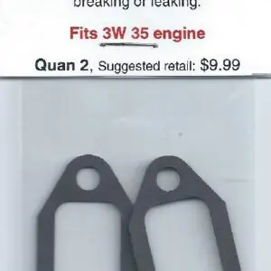 A pair of engine gaskets for an older model car.