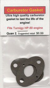 A gasket that is attached to the side of a turnigy hp-5 0 engine.