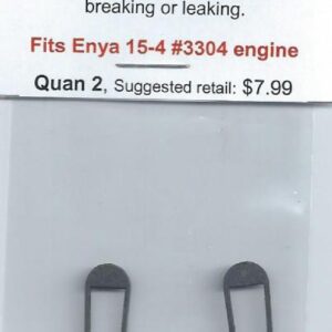 A pair of engine parts are displayed on the back of a card.