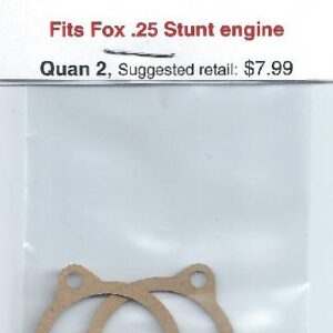 A pair of fox 2 5 stunt engine gaskets.