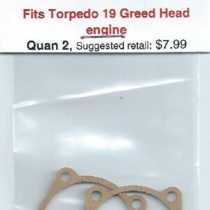 A package of two pieces of cardboard with the words " torpedo 1 9 greed head engine ".