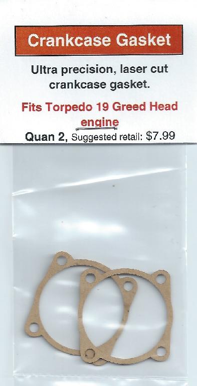 A package of two pieces of cardboard with the words " torpedo 1 9 greed head engine ".