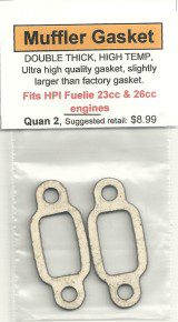 A pair of exhaust gaskets are attached to the back side of a package.