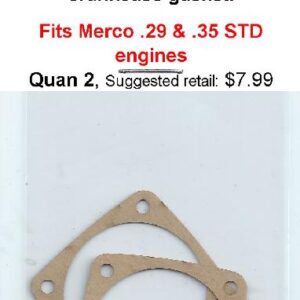 A pair of gaskets for merco 2 9 and 3 5 engines.