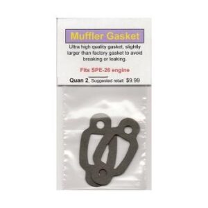 A pair of gaskets for the muffler on a car.