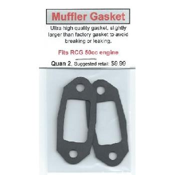 A pair of gaskets for the muffler on a car.