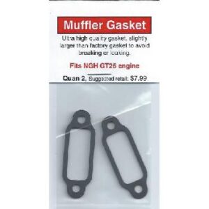 A pair of gaskets for the muffler on a car.