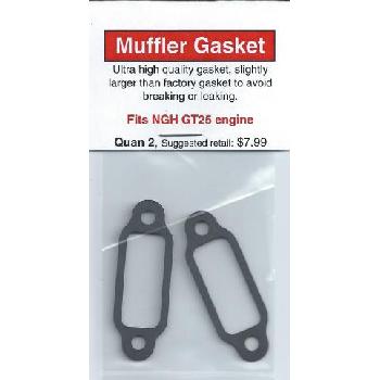 A pair of gaskets for the muffler on a car.