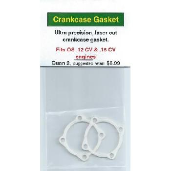 A pair of white gaskets for a crankcase.