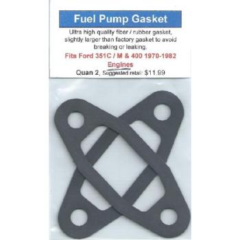 A gasket that is attached to the side of a fuel pump.