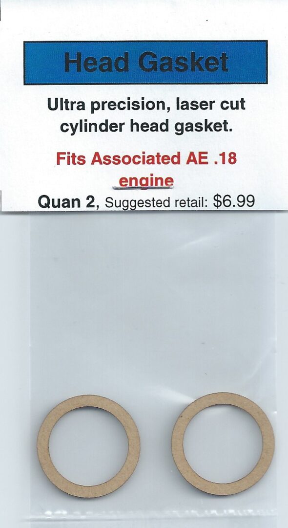 A pair of gaskets for the engine of an automobile.