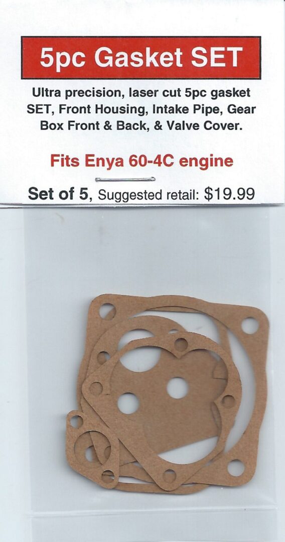 A set of five gaskets for the engine.