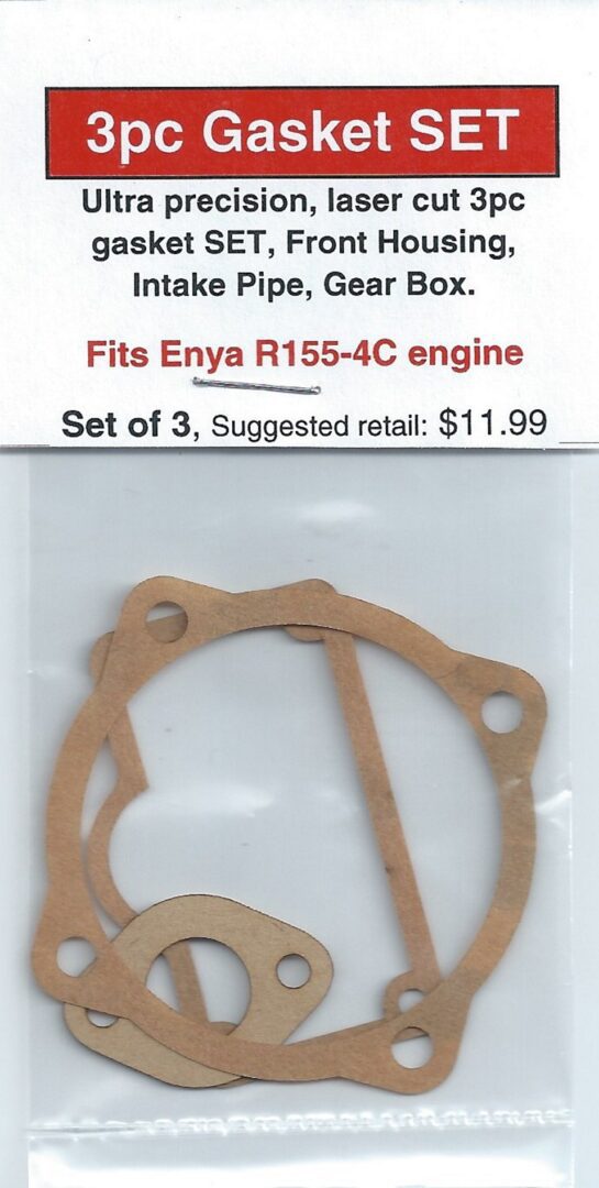 A package of three engine gaskets for enya r 1 5 5-4 c.