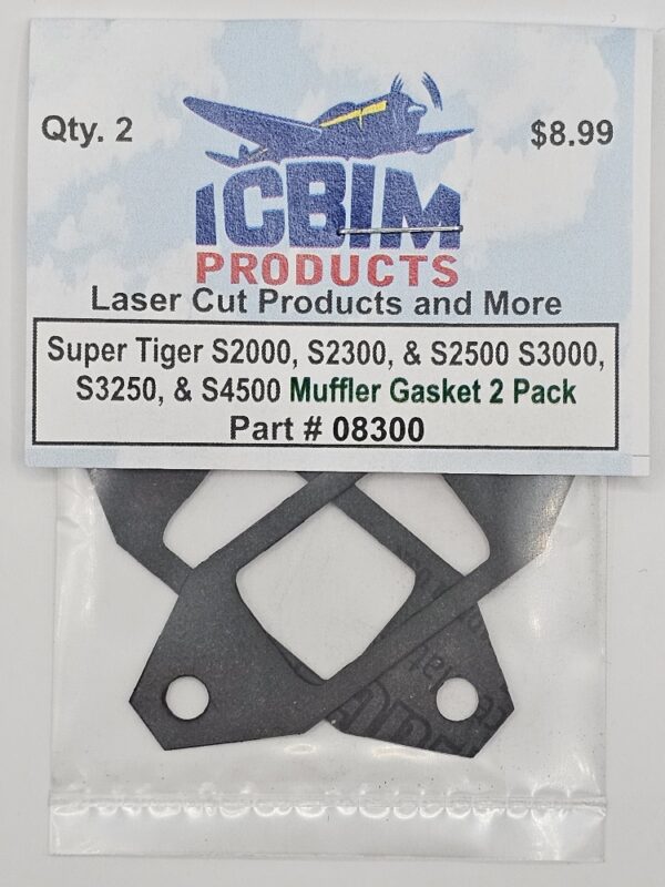 Super Tiger S2000, S2300, S2500, S3000, S3250, & S4500 Muffler Gasket 2 Pack