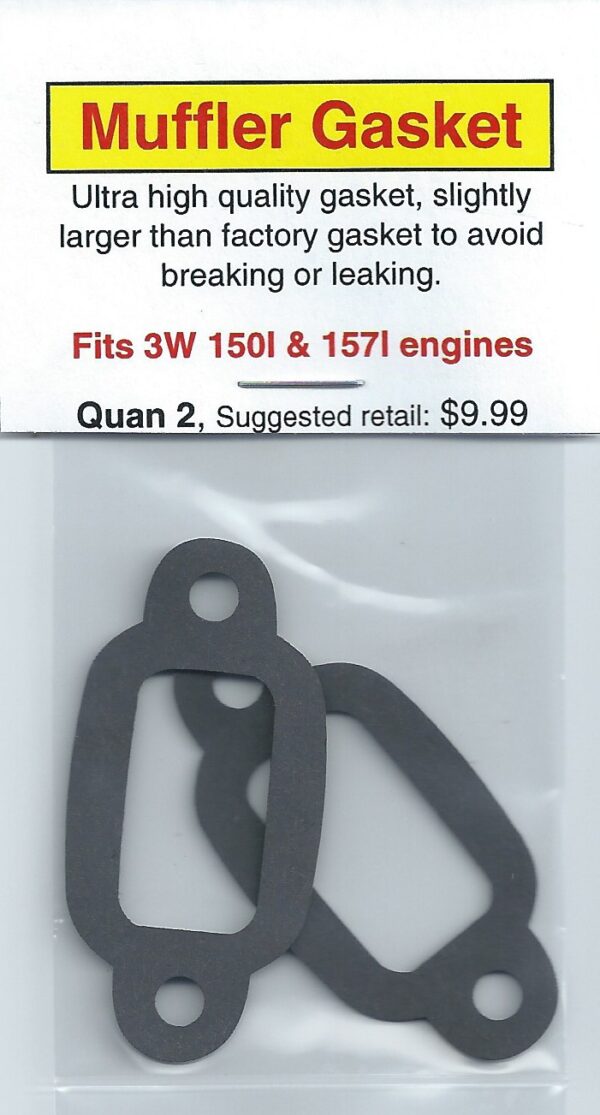 A pair of gaskets for a muffler.