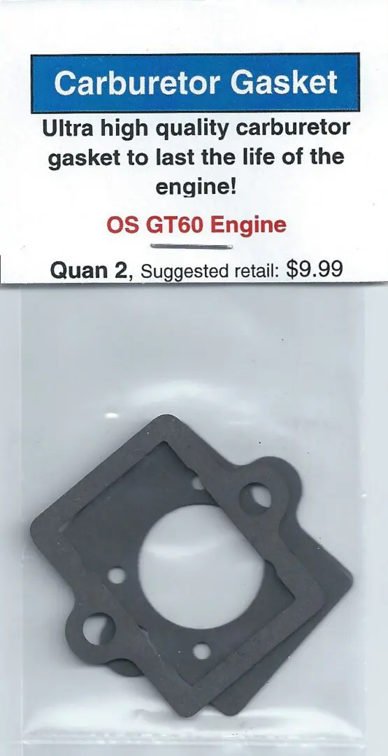 Carburetor gasket set for os gt tdi engine.