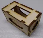 A wooden box with a lid on it.